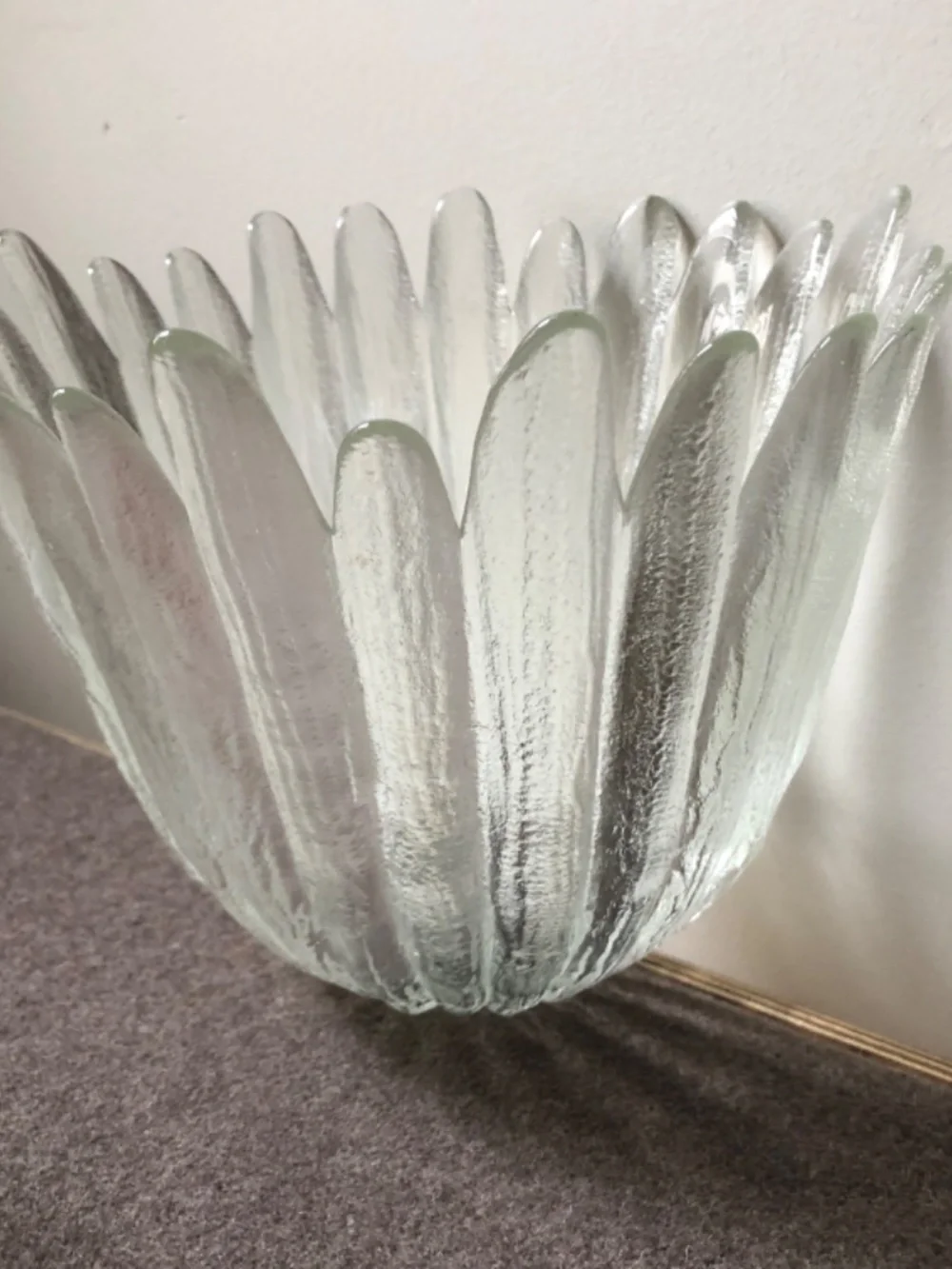Vintage 1960s Holmegaard Textured Glass Petal Bowl Designed by Sidse Werner